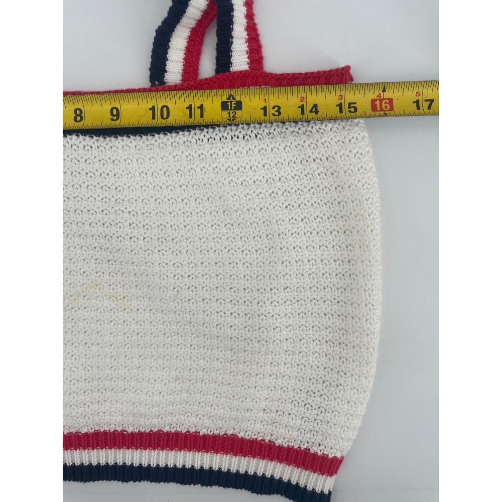 Francesca's Blue Rain Tank Top Womens S White Red Blue Striped Nautical Knit - Picture 7 of 7